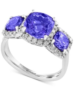 Effy Final Call Tanzanite (2-3/4 Ct. T.w.) Three-stone And Diamond (1/3 Ct. T.w.) Ring In 14k White Gold