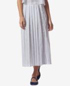 Avec Les Filles Striped Pleated Side-button Midi Skirt