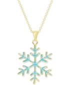 Blue Enamel Snowflake Pendant Necklace In 18k Gold Over Sterling Silver