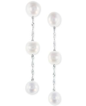 Effy Cultured Freshwater Pearl Triple Drop Earrings In 14k White Gold (5mm)