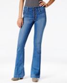 Celebrity Pink Jeans Juniors' Button-front Flare Jeans, Burning Man Wash