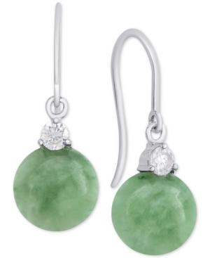 Rose Quartz (8mm) & Cubic Zirconia Drop Earrings In Sterling Silver (also In Dyed Jade, Onyx & Red Agate)