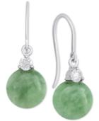Rose Quartz (8mm) & Cubic Zirconia Drop Earrings In Sterling Silver (also In Dyed Jade, Onyx & Red Agate)
