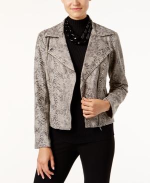 Inc International Concepts Snakeskin-print Faux-leather Moto Jacket, Only At Macy's
