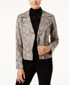 Inc International Concepts Snakeskin-print Faux-leather Moto Jacket, Only At Macy's