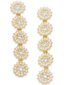 I.n.c. Gold-tone Crystal & Imitation Pearl Flower Linear Drop Earrings, Created For Macy's