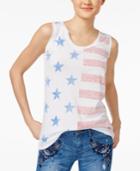 Freeze 24-7 Juniors' Reverse-print Stars & Stripes Graphic Tunic Tank