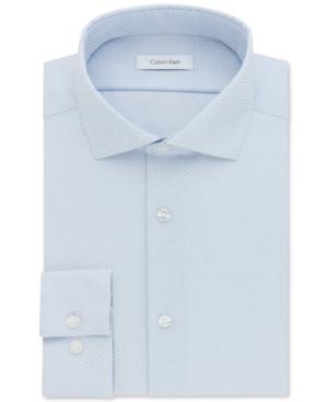 Calvin Klein Men's Steel Slim-fit Non-iron Performance Blue Tonal Print Dress Shirt