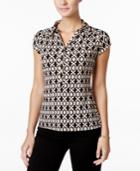 Charter Club Geo-print Polo Top, Only At Macy's