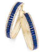 Thalia Sodi Gold-tone Blue Mesh And Crystal Hoop Earrings, Only At Macy's