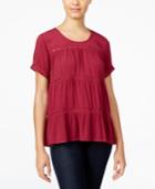 One Hart Juniors' Short-sleeve Crochet-inset Top, Only At Macy's