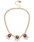 Betsey Johnson Gold-tone Three Rose Glitter Collar Necklace