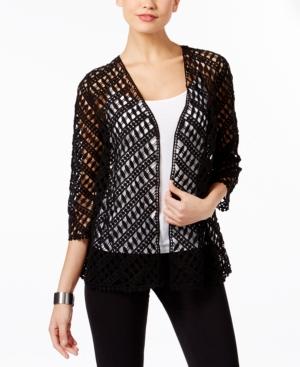 Alfani Cotton Crochet Open-front Cardigan, Created For Macy's