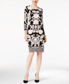 Jm Collection Printed 3/4-sleeve Dress, Created For Macy's