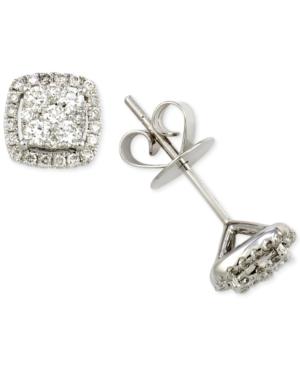 Diamond Framed-cluster Stud Earrings (1/2 Ct. T.w.) In 14k White Gold