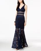 Xscape Cutout Lace Overlay Gown