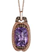 Le Vian Amethyst (5-3/4 Ct. T.w.), White (1/8 Ct. T.w.) And Chocolate (1/6 Ct. T.w.) Diamond Pendant Necklace In 14k Rose Gold