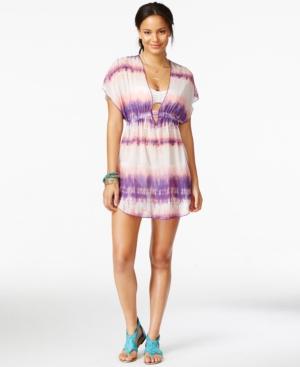 Miken Smocked Tie-dye Sheer Cover-up Women's Swimsuit