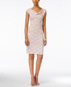 Connected Petite Cowl-neck Lace Sheath Dress