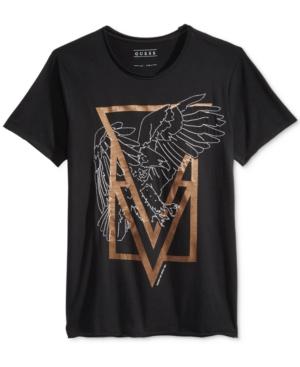 Guess Men's Eagle Embroidered Metallic-print T-shirt
