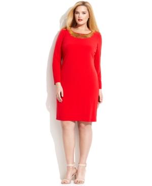 Calvin Klein Plus Size Bead-trim Shift