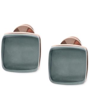 Skagen Rose Gold-tone Square Glass Stone Stud Earrings Skj0875