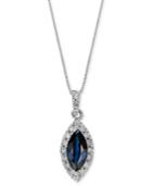 14k White Gold Necklace, Sapphire (3/4 Ct. T.w.) And Diamond (1/5 Ct. T.w.) Marquise Pendant