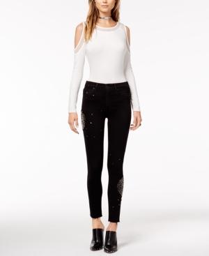 Joe's Cotton Embellished Raw-hem Skinny Jeans