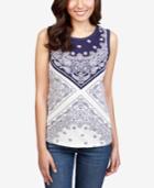 Lucky Brand Printed Tassel-back T-shirt