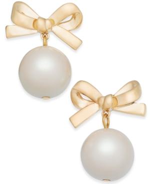 Kate Spade New York 14k Gold-plated Imitation Pearl Bow Drop Earrings