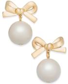 Kate Spade New York 14k Gold-plated Imitation Pearl Bow Drop Earrings