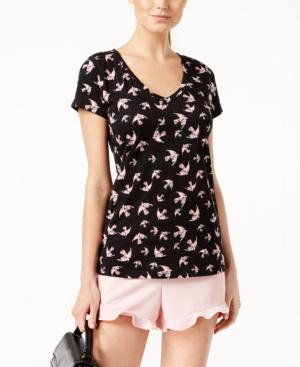 Maison Jules Bird-print V-neck Top, Created For Macy's