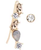 T Tahari Gold-tone Light Colorado And Clear Crystal Ear Climbers And Stud Earrings