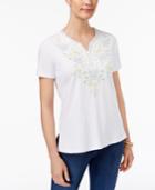 Alfred Dunner Blue Lagoon Embroidered Beaded Top