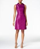 Tahari Asl Mock-neck Jacquard Sheath Dress