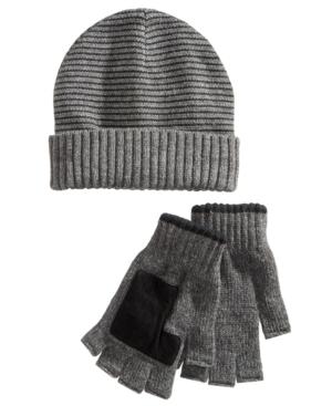 Ryan Seacrest Distinction Men's Striped Beanie & Gloves Set