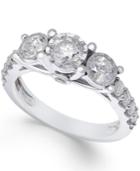 Diamond Three-stone Ring (1-1/2 Ct. T.w.) In 14k White Gold