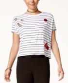 Shift Juniors' Striped Patch T-shirt, Only At Macy's