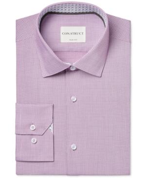 Con. Struct Men's Slim-fit Berry Micro Check Dress Shirt