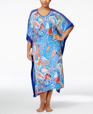 Ellen Tracy Plus Size Paisley-print Caftan