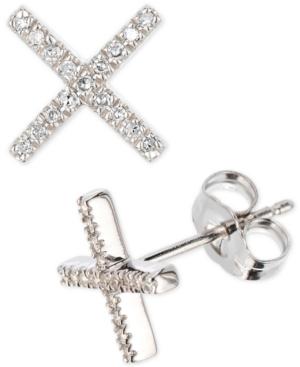 Elsie May Diamond Crisscross Stud Earrings (1/10 Ct. T.w.) In Sterling Silver
