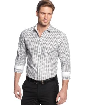 Alfani Men's Gingham Long-sleeve Shirt, Created For Macy's