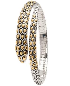 Legend Of Snake Signature Sterling Silver Bangle Embellished By 18k Gold Accents Dots