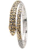 Legend Of Snake Signature Sterling Silver Bangle Embellished By 18k Gold Accents Dots