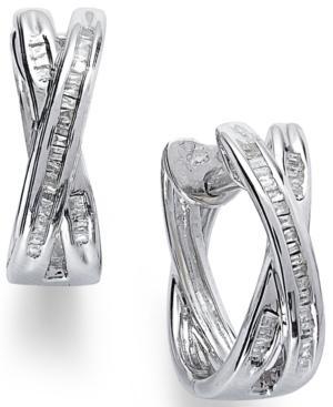 Diamond Earrings, Sterling Silver Diamond X Hoop Earrings (1/4 Ct. T.w.)