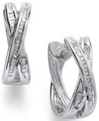 Diamond Earrings, Sterling Silver Diamond X Hoop Earrings (1/4 Ct. T.w.)
