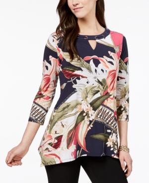 Jm Collection Grommet-trimmed Keyhole Tunic, Created For Macy's