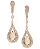 Opal (1/2 Ct. T.w.) And Diamond (1/2 Ct. T.w.) Teardrop Earrings In 14k Rose Gold