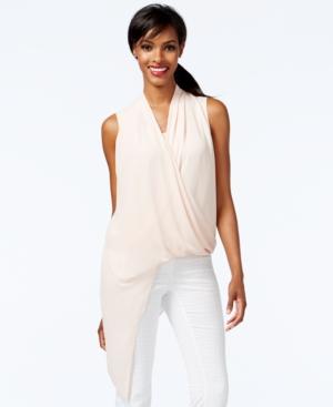 Alfani Solid Asymmetrical-hem Surplice Top, Only At Macy's