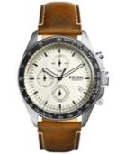Fossil Men's Chronograph Sport 54 Dark Brown Leather Strap Watch 44mm Ch3023